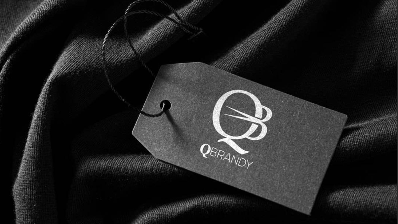 QBrandy label on black fabric